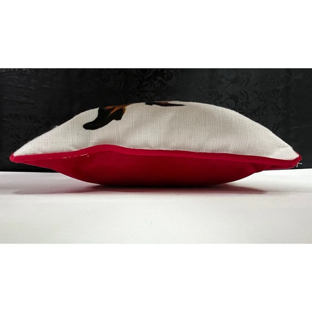 Vtg Style Santa Claus Christmas Throw Pillows Set of 2 Red Velvet Back 16x14 in